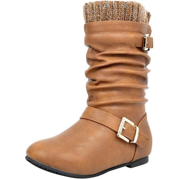 ⚡Girl's Camel Faux Fur Lined Knee High Winter Comfort Riding Boots For Toddler - Picture 1 of 6